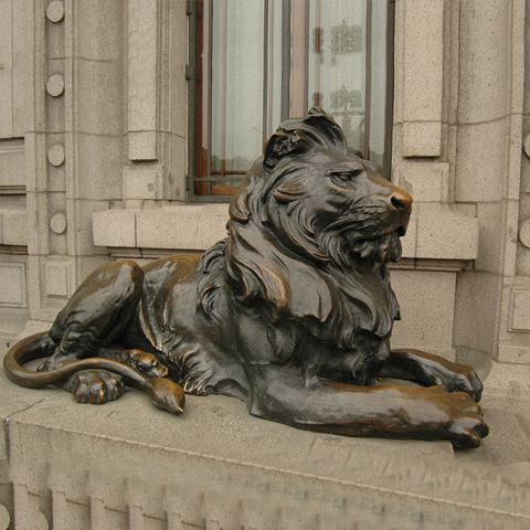 铜雕汇丰狮子-银行宾馆大门动物雕塑