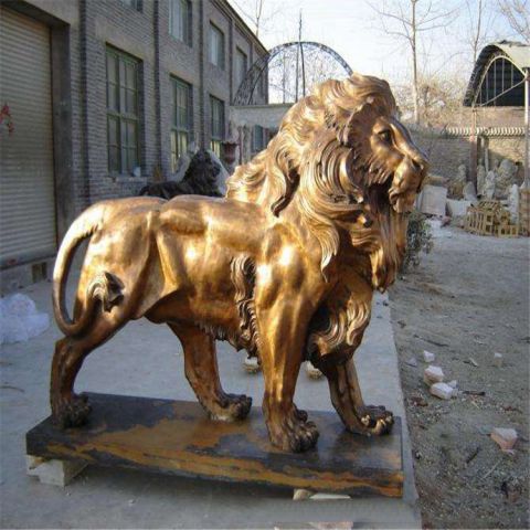 西洋狮子铜雕-纯铜铸造西方狮子动物雕塑