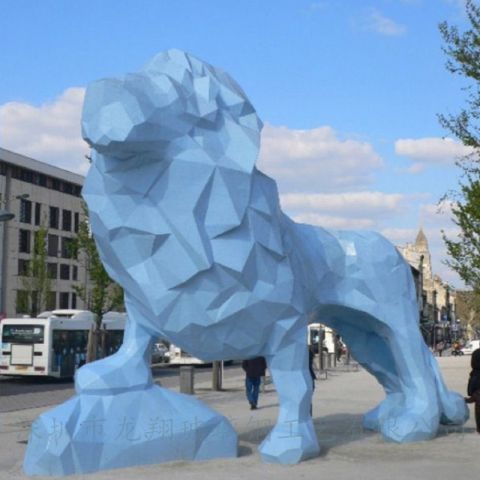 玻璃钢块面抽象狮子动物雕塑