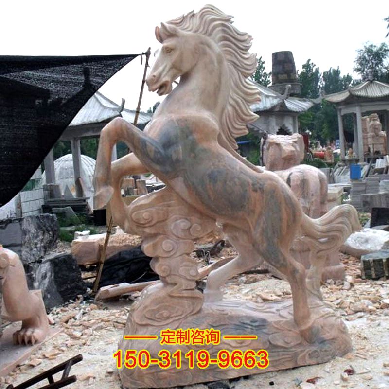 石雕飛馬-晚霞紅騰飛動物馬雕塑