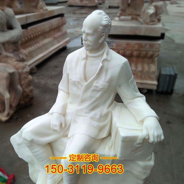 漢白玉白求恩雕塑-大理石國外名人石雕像