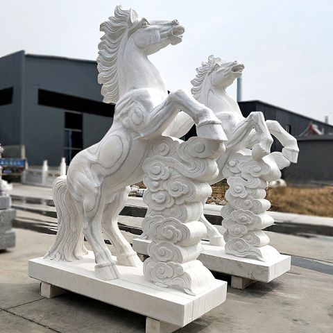 汉白玉石雕刻马雕塑-企业单位大型景观动物雕塑摆件