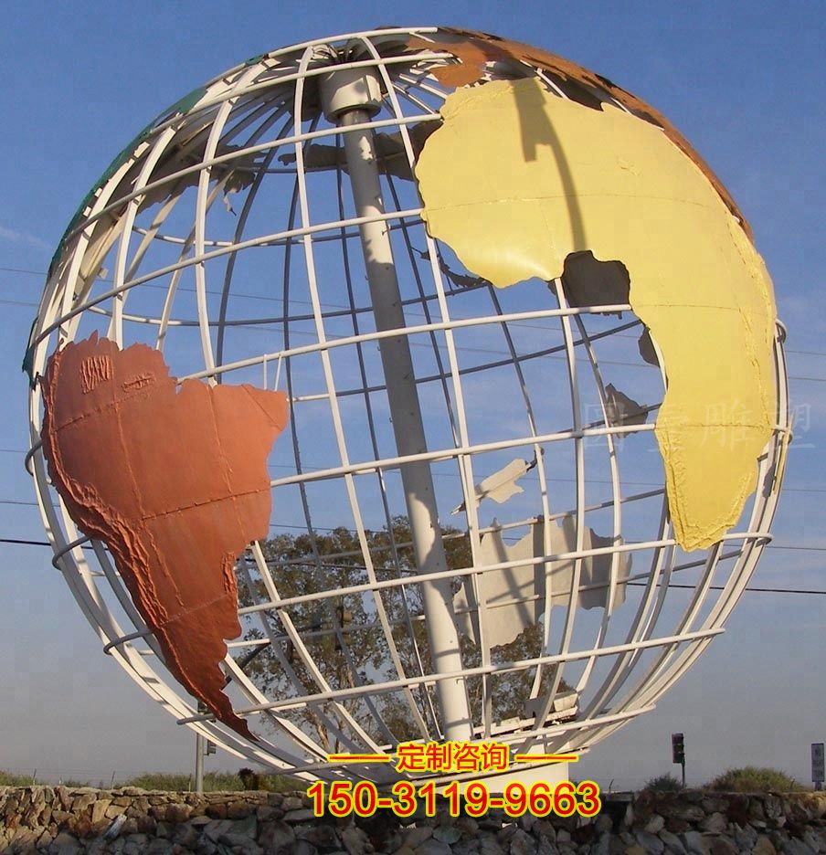 不锈钢空心球地球仪雕塑