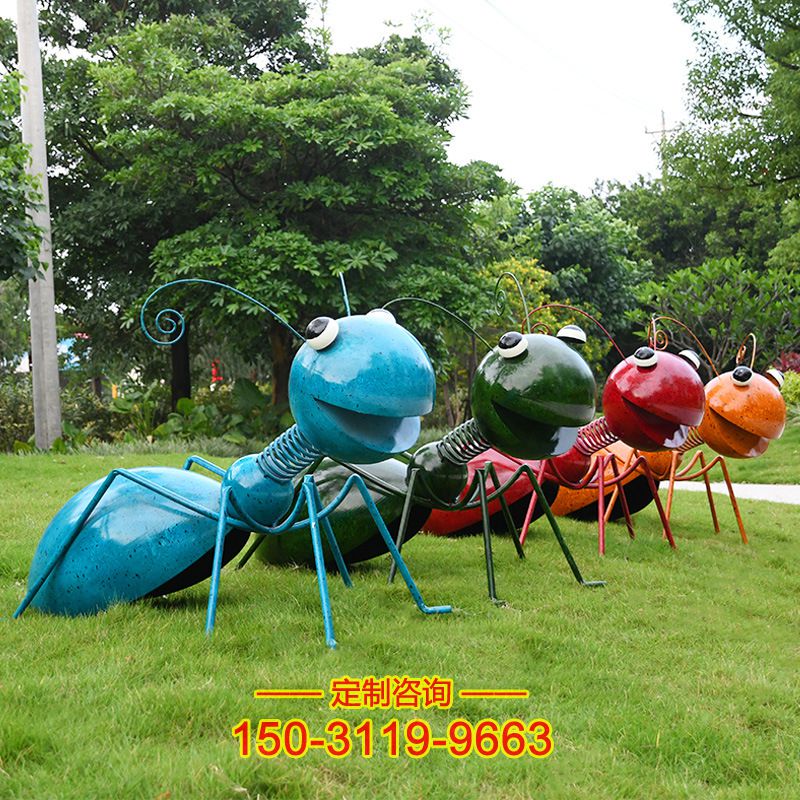 不锈钢铁艺蚂蚁雕塑-户外园林动物景观装饰小品雕塑