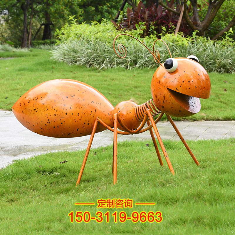 不锈钢蚂蚁雕塑-公园园林草坪动物不锈钢烤漆雕塑摆件