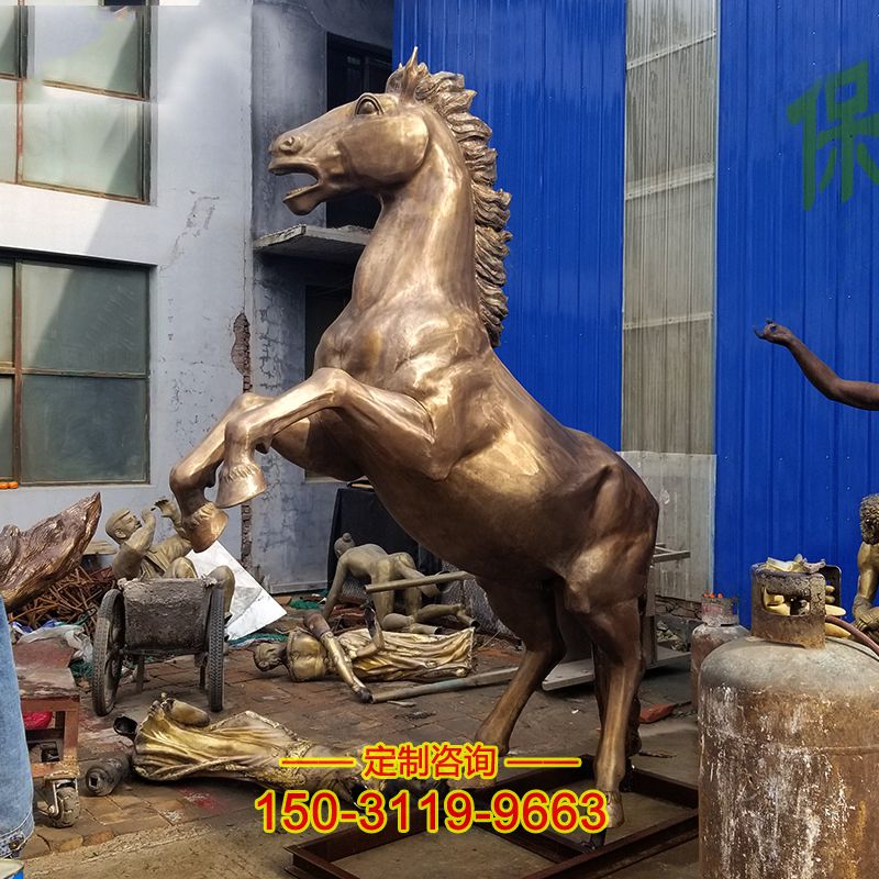 大型马铜雕塑-黄铜动物雕塑