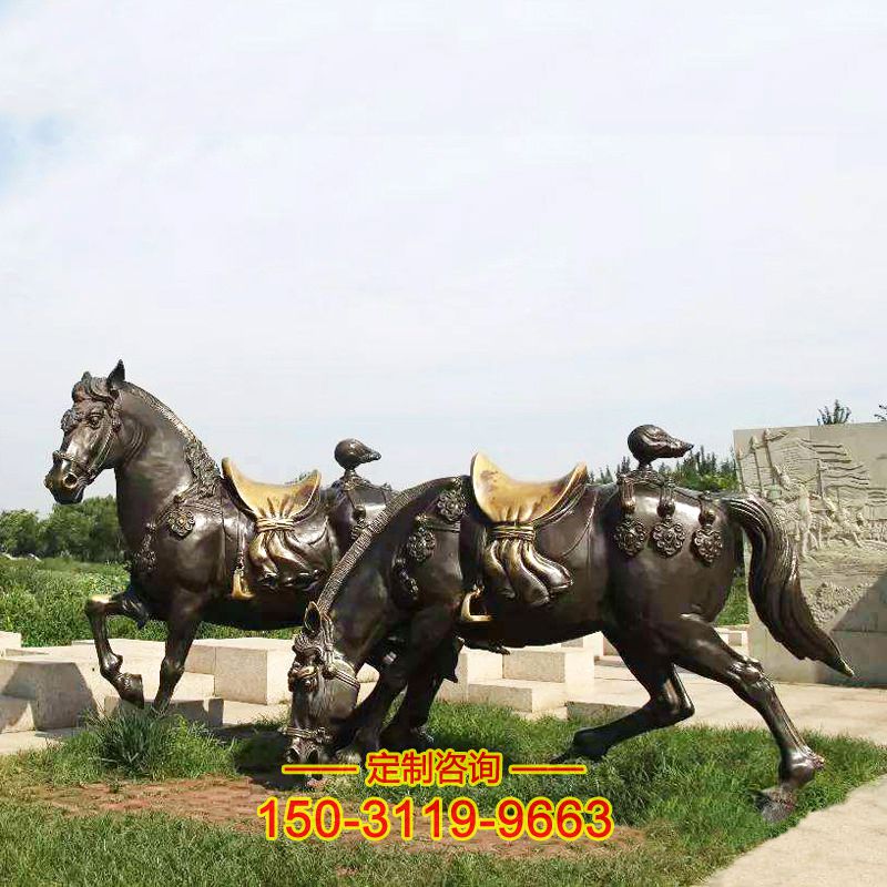 战马铜雕塑-景区公园园林战马动物雕塑景观
