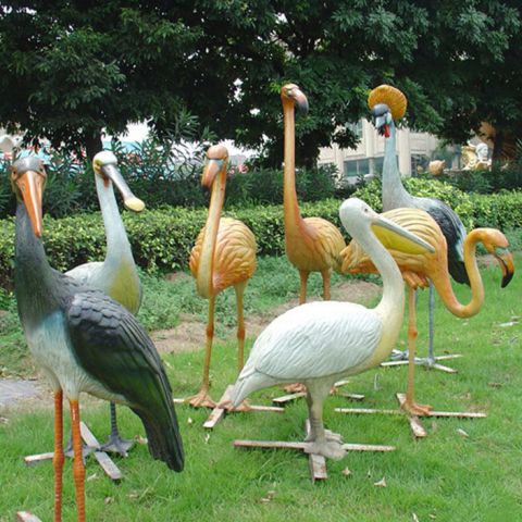 仿真鸟类雕塑-公园园林玻璃钢彩绘仿真动物雕塑摆件