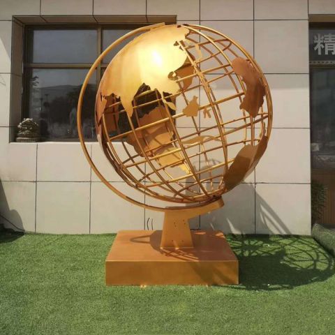 不锈钢地球仪雕塑-城市校园广场景观装饰不锈钢铁艺镂空地球仪