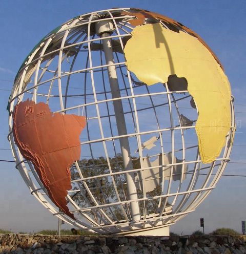 不锈钢空心球地球仪雕塑