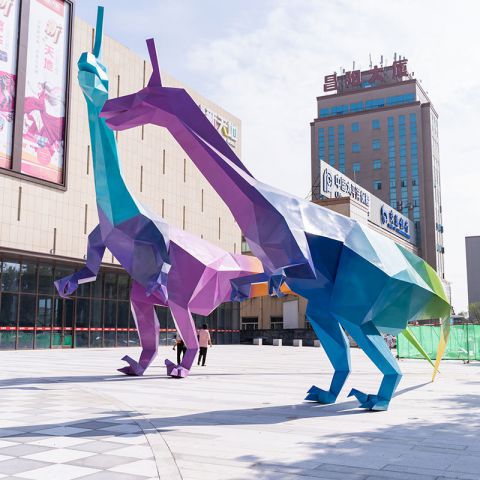 不锈钢恐龙雕塑-城市广场商业街大型商场美陈动物雕塑
