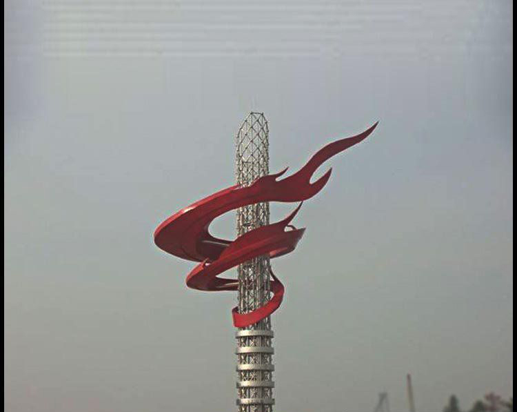 创意抽象红色火焰广场景观不锈钢雕塑图片