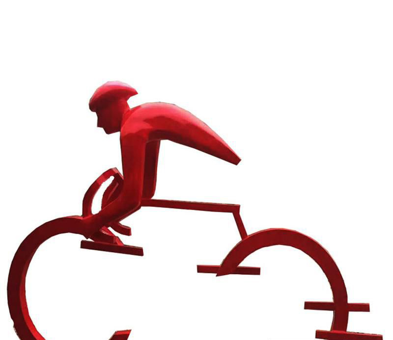 公园不锈钢运动自行车景观雕塑图片