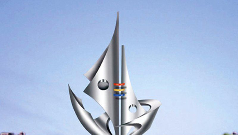不锈钢抽象世纪风帆船帆雕塑图片