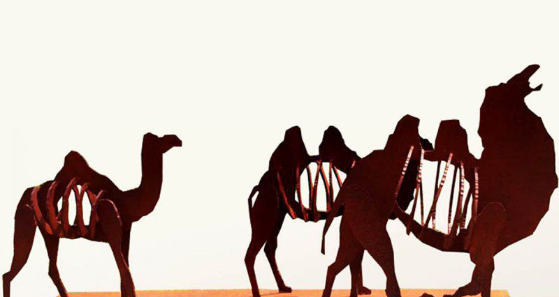 公园不锈钢抽象剪影骆驼动物雕塑图片