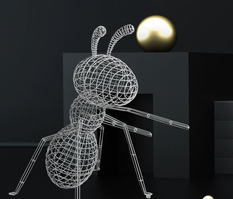 不锈钢镂空蚂蚁造型雕塑图片