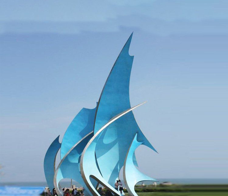 不锈钢大型抽象船帆雕塑图片