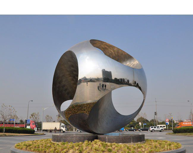 不锈钢抽象圆球广场景观雕塑图片