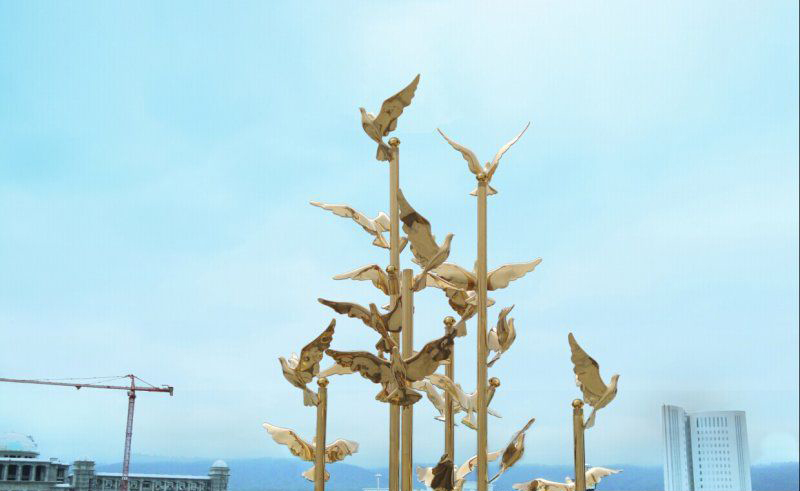 不锈钢飞翔的鸽子动物雕塑图片