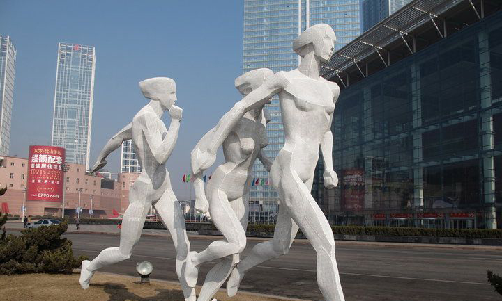 不锈钢长跑比赛运动雕塑图片