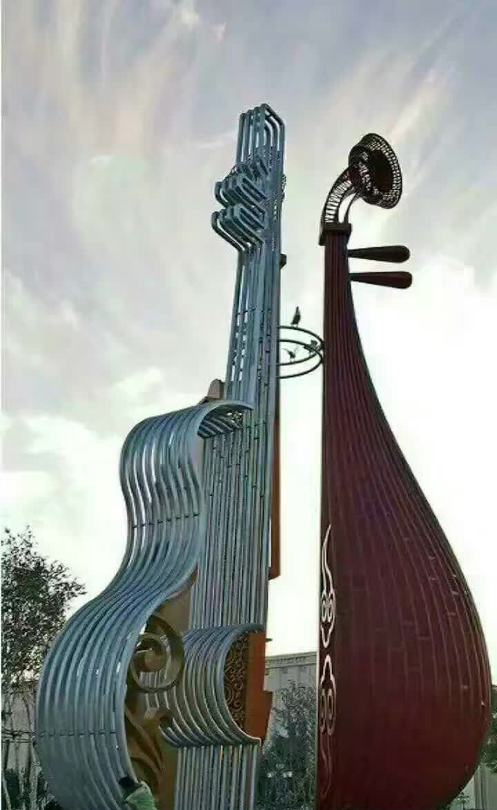 不锈钢锻造大提琴雕塑图片