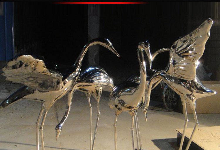 公园不锈钢动物仙鹤雕塑图片