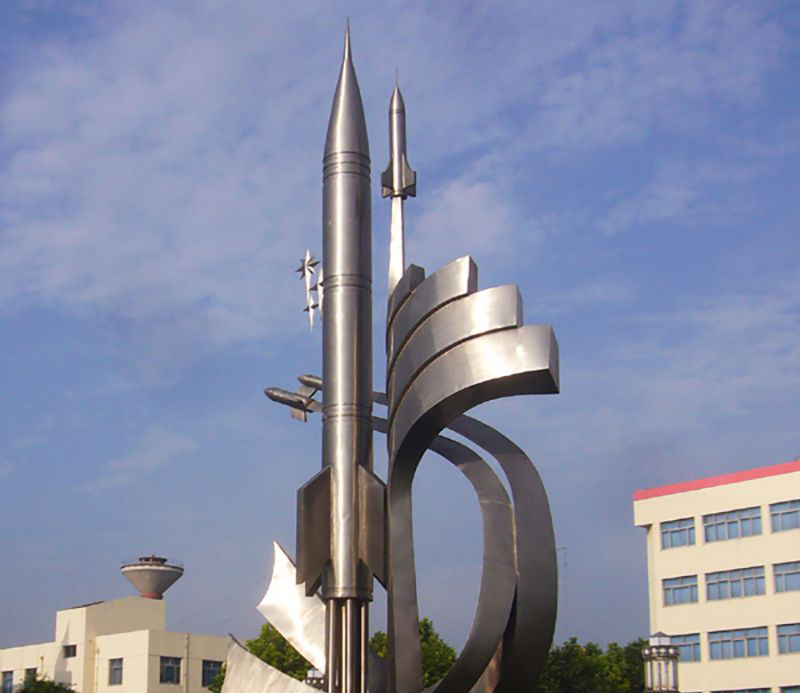不锈钢火箭飞升广场景观雕塑图片