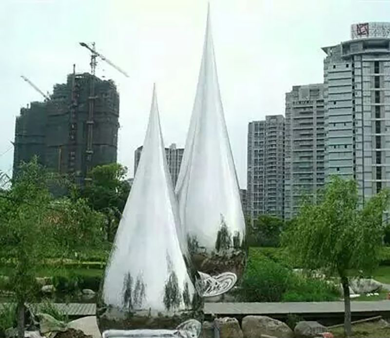 不锈钢水滴公园雕塑图片
