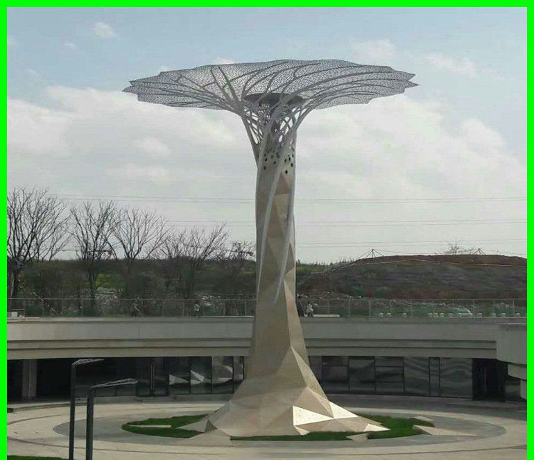 不锈钢灯光效果镂空树雕塑图片