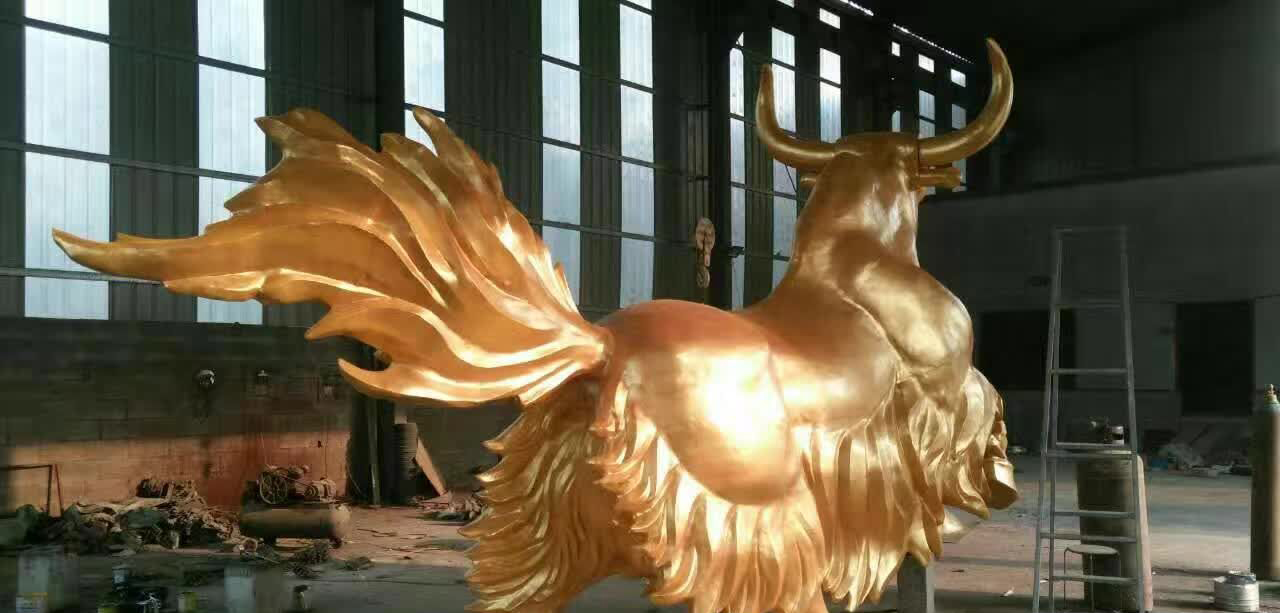 不锈钢钛金牦牛动物雕塑 图片