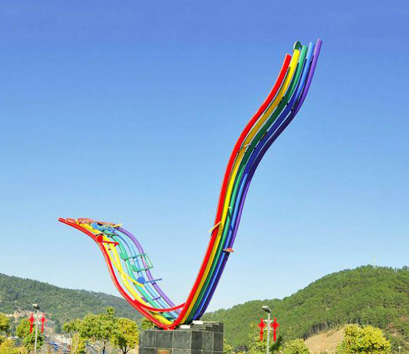 公园不锈钢彩虹雕塑图片