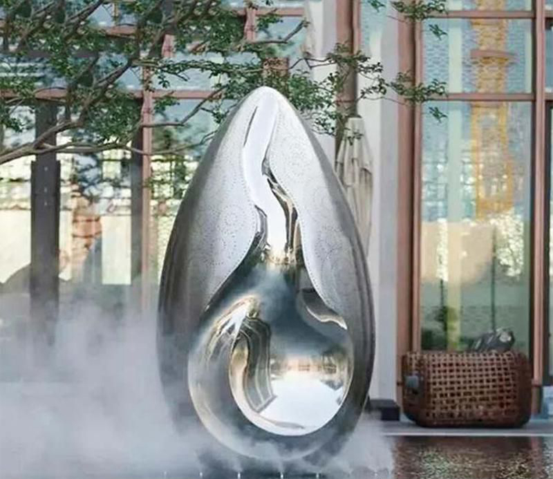 公园不锈钢大型创意水滴标志雕塑图片