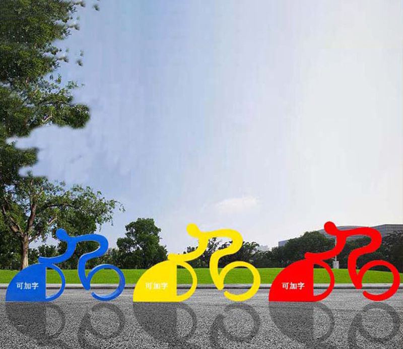 不锈钢抽象骑单车景观雕塑图片