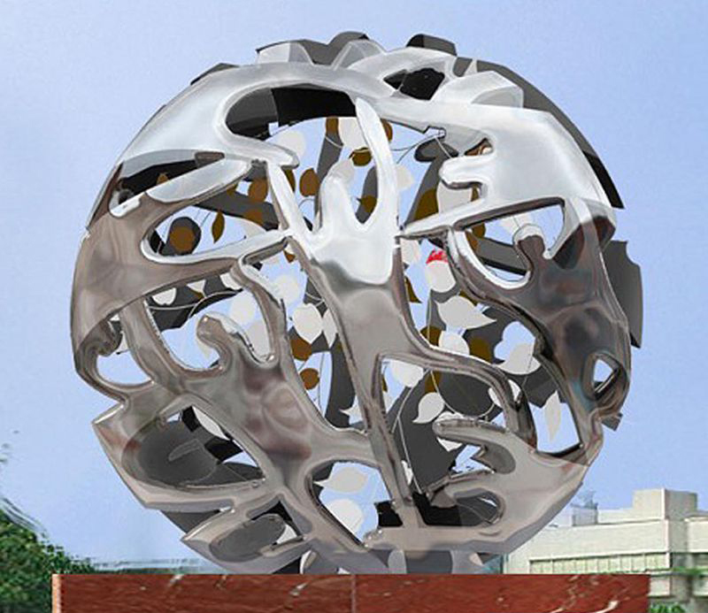 不锈钢镂空球体雕塑图片