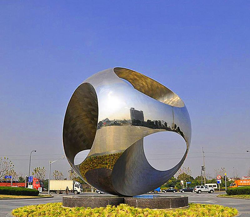 城市不锈钢抽象圆球雕塑图片