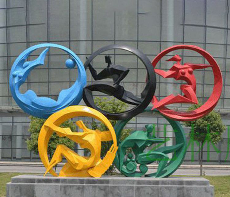 不锈钢奥运五环运动人物雕塑图片