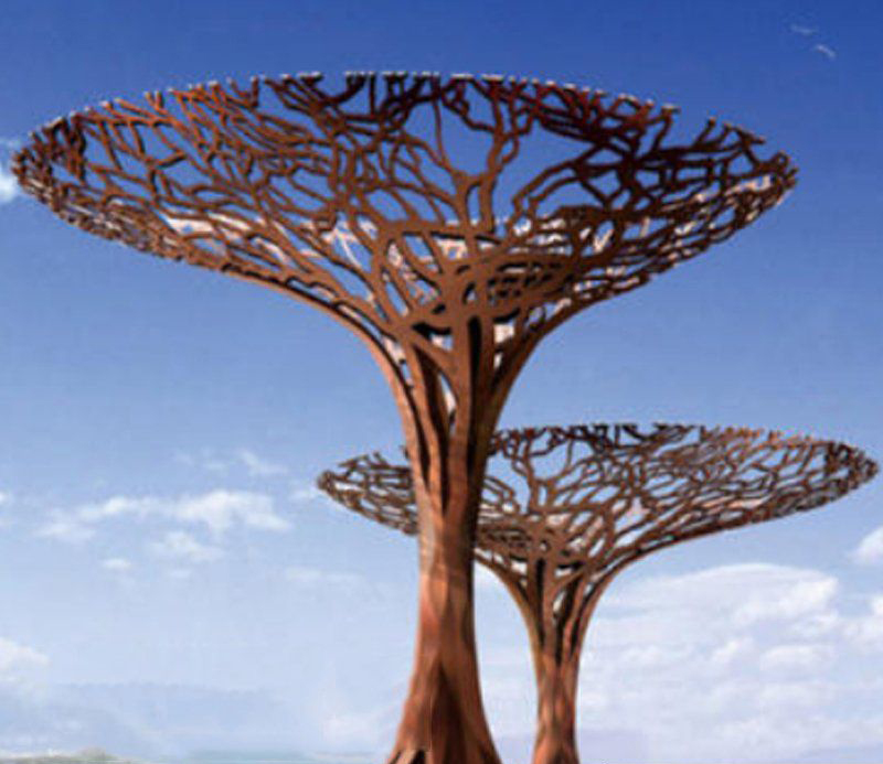 不锈钢大型抽象树雕塑图片