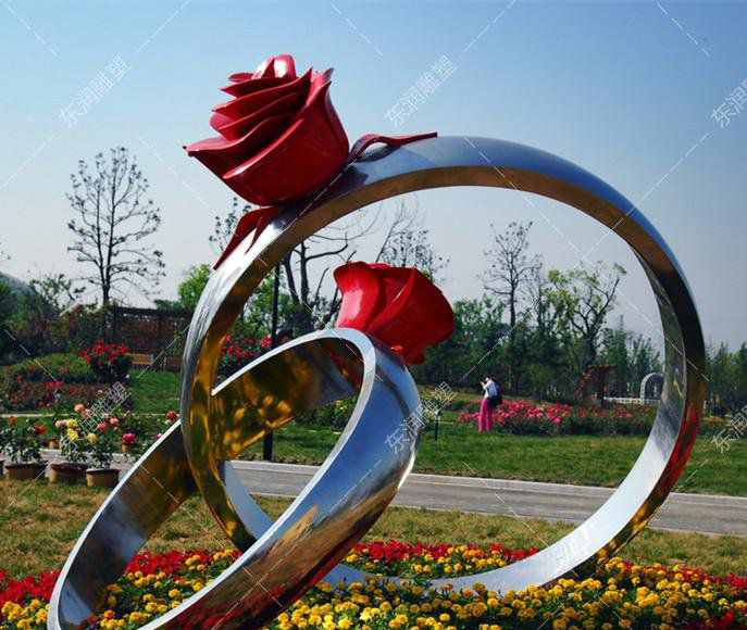 公园玫瑰花戒指不锈钢雕塑 图片