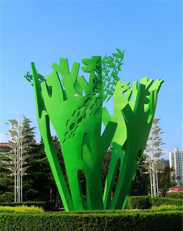 广场不锈钢抽象植物雕塑图片