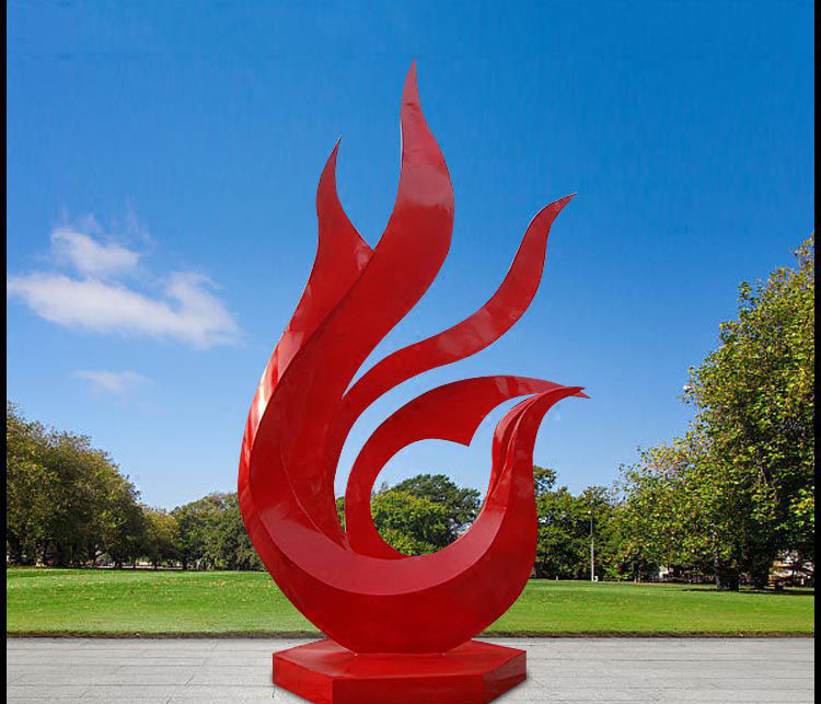 公园不锈钢创意红色鸟雕塑图片