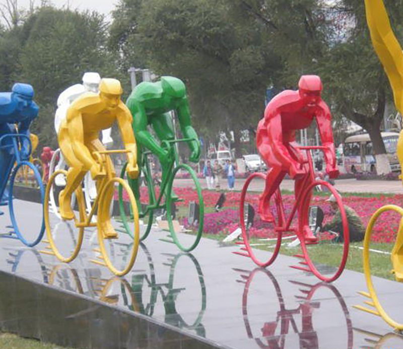 不锈钢赛车公园运动雕塑图片