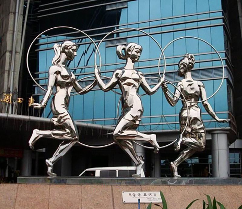 不锈钢跳舞美女广场人物雕塑图片