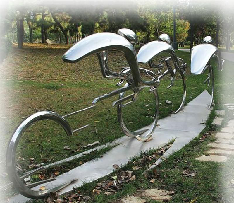 公园不锈钢骑车运动雕塑图片