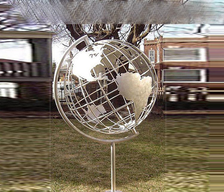 不锈钢校园镂空地球仪雕塑图片