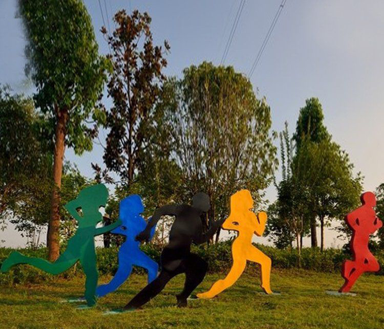 不锈钢剪影跑步人物雕塑图片