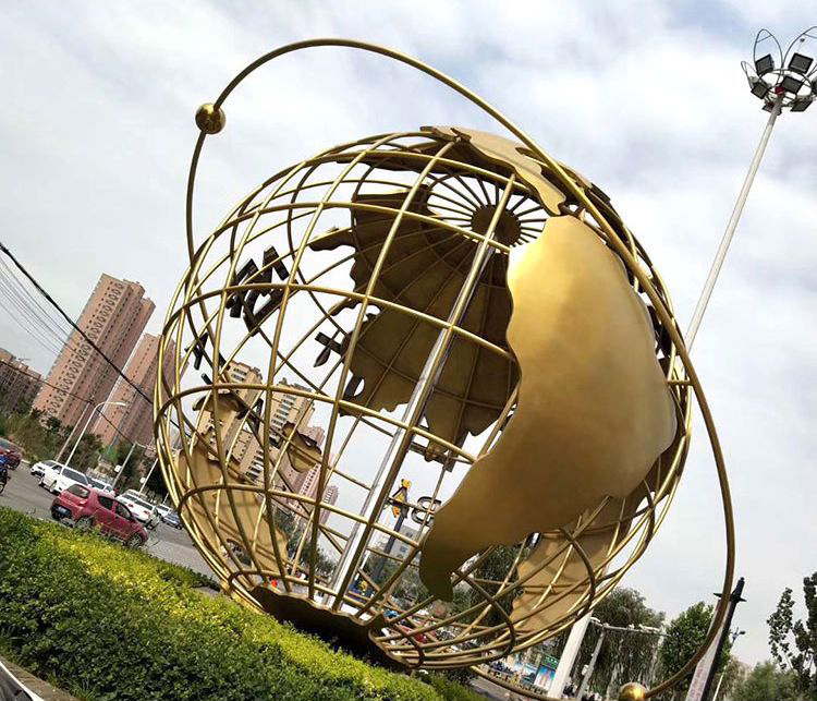 大型广场地球仪不锈钢雕塑图片