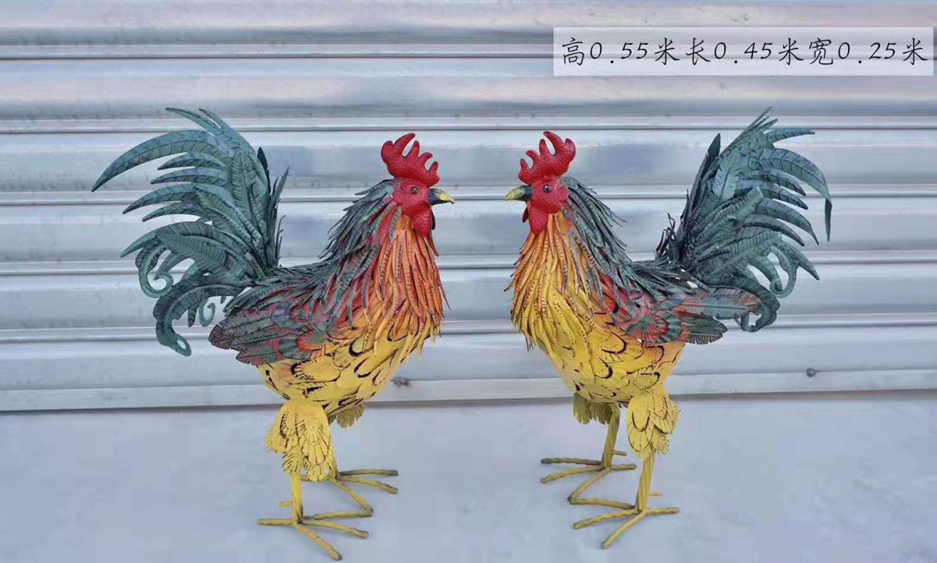 不锈钢彩绘公鸡雕塑广场景观雕塑图片