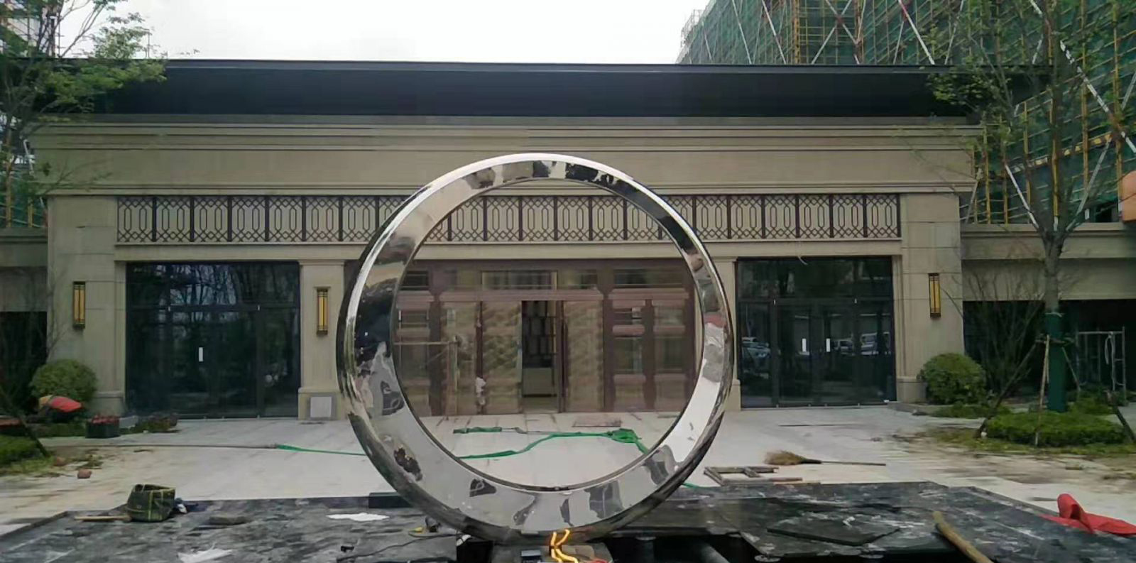 不锈钢圆环喷泉雕塑广场景观雕塑户外摆件图片