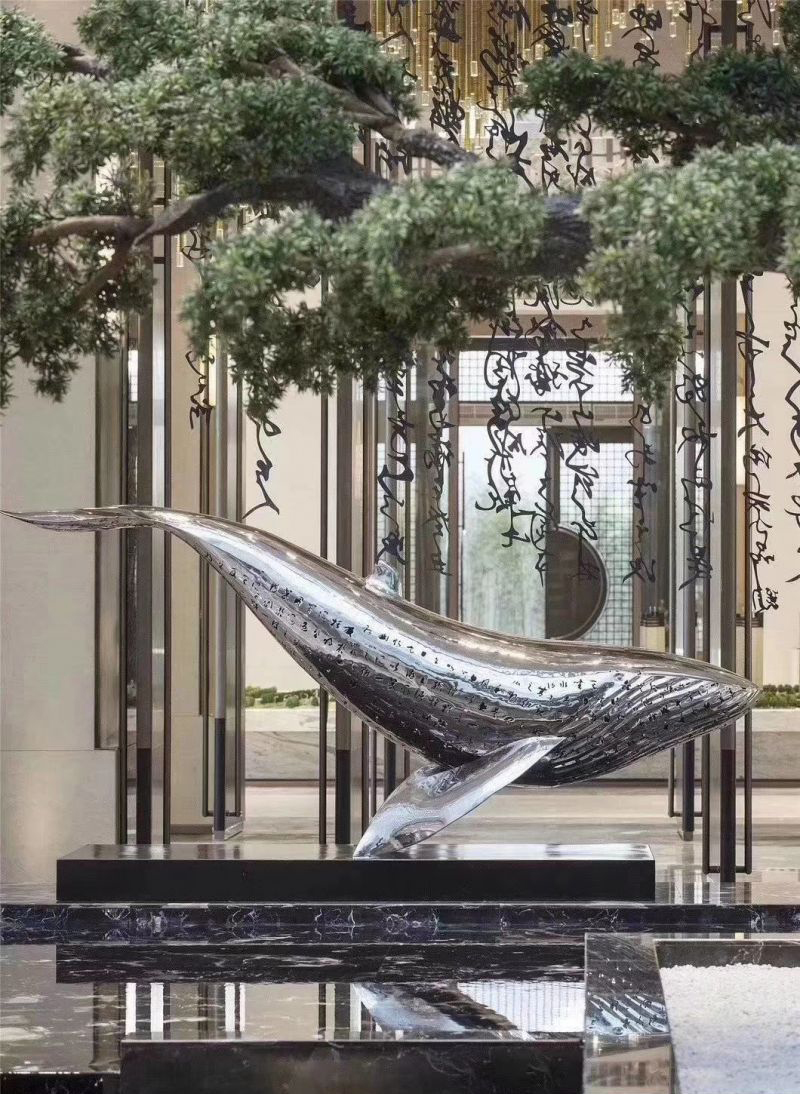 不锈钢海豚动物雕塑图片