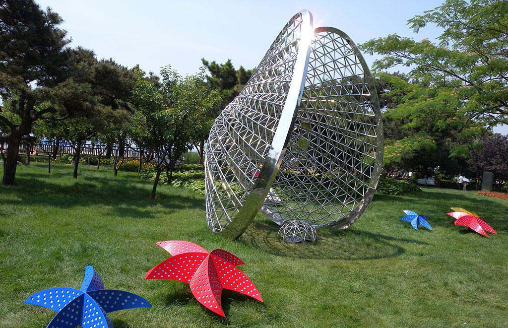 公园不锈钢贝壳海星景观雕塑图片